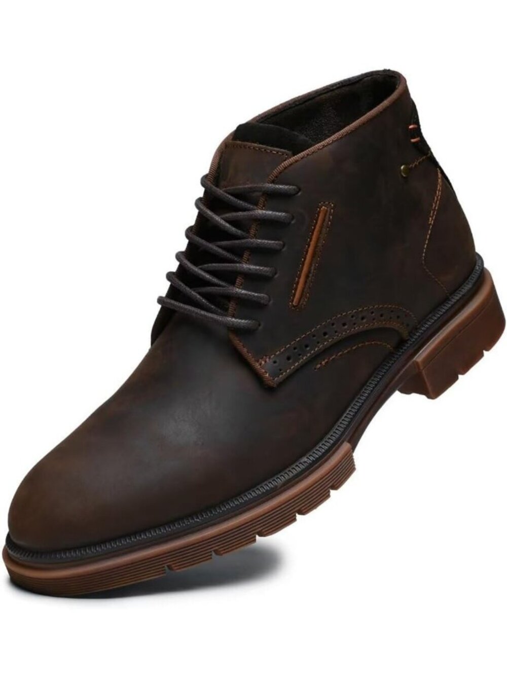 Stylish Grainy Leather Chukka Boots for Men - Lace-Up Ankle Fashion Oxfords